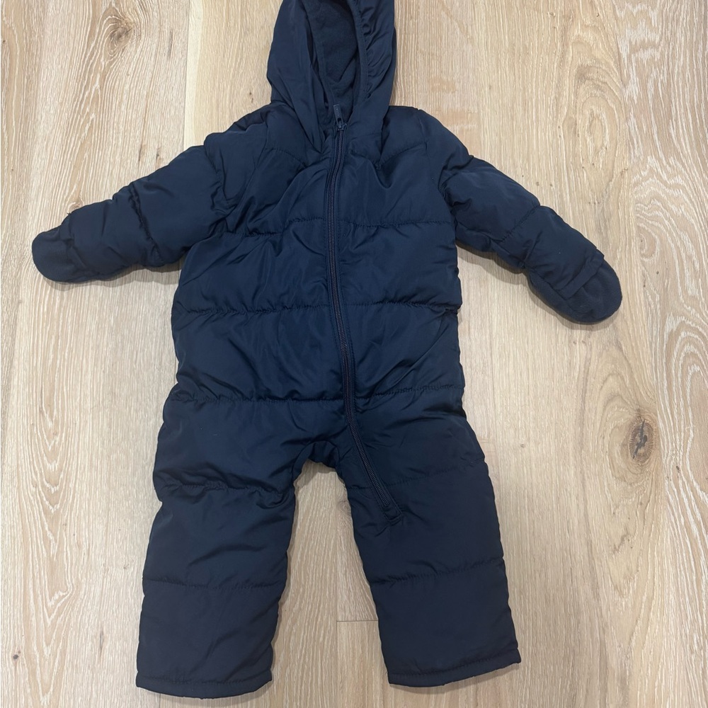 Old Navy Baby Bunting Water Resistant Navy Blue Puffer Snowsuit - Picture 6 of 6